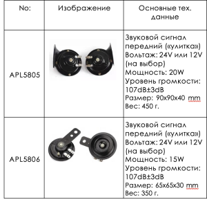 Звуковой сигнал передний LIGHTS APOLLO APL5805/APL5806